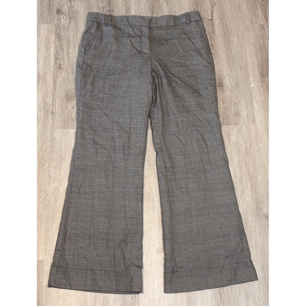J.Crew Gray Glen Plaid Wool Blend Wide Leg Trousers Favorite Fit 14